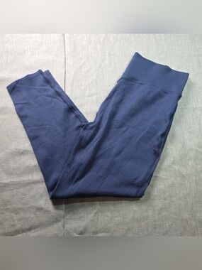 VS PINK Active Leggings XXL Blue Ribbed Seamless High Waist Yoga Pants Core